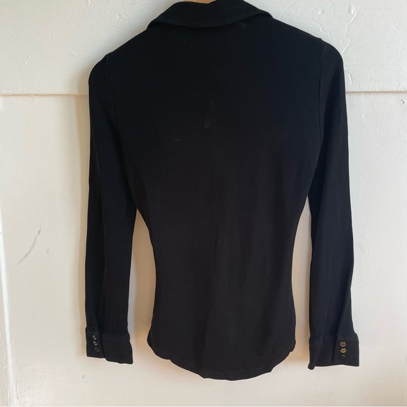 Zara Tight/Stretchy Black Button Down Shirt - Picture 2 of 6